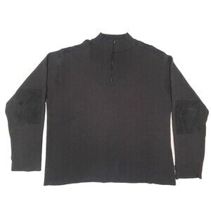 Ted Baker London 1/4 Zip Sweater Leather Trim Shoulder Elbow Patch Mens XL Brown